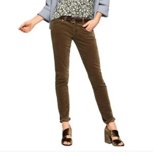 Cabi Moss Brown cord low rise skinny leg pants size 4